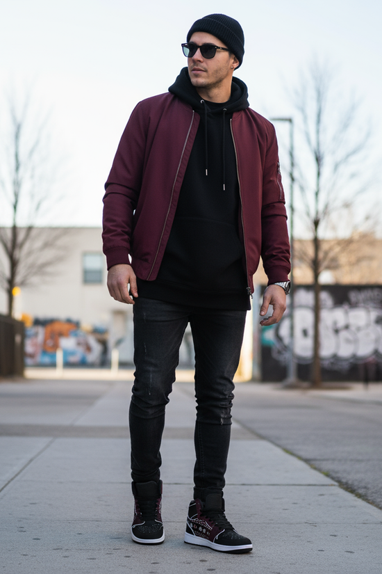 Urban sidewalk full body shot