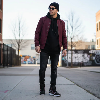 Urban sidewalk full body shot