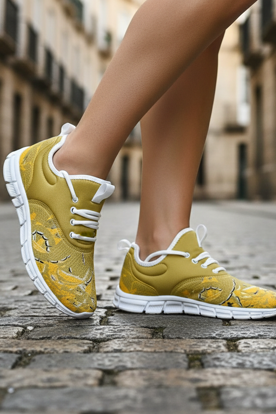 Walking on European cobblestone street