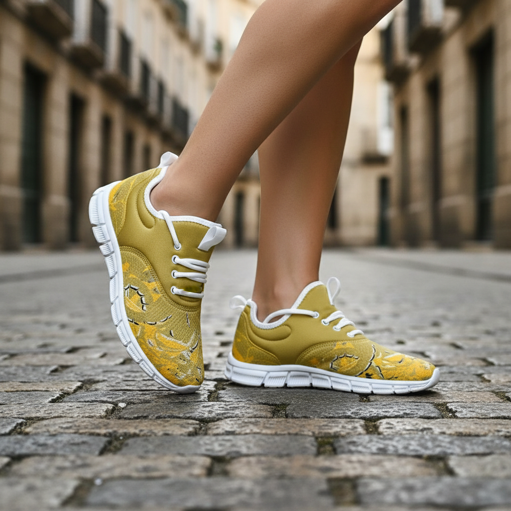 Walking on European cobblestone street