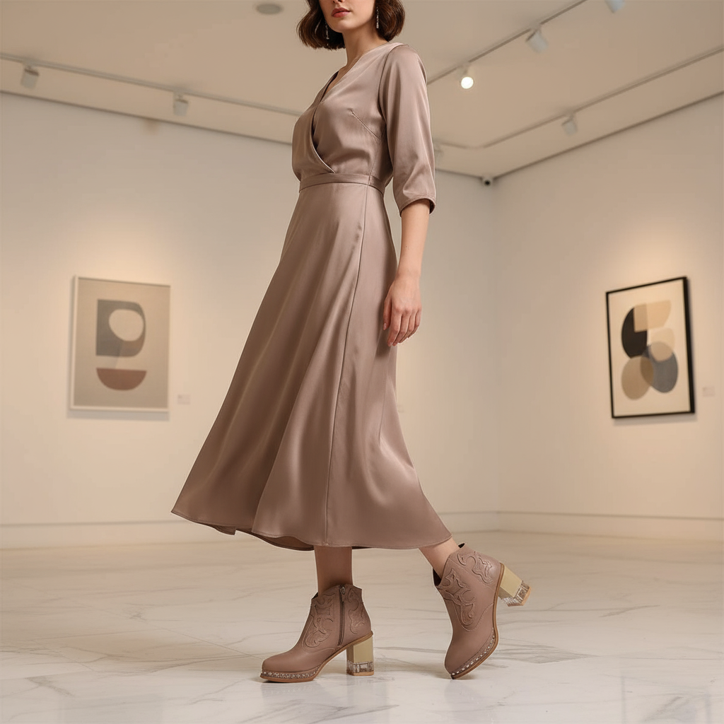 Walking pose in art gallery