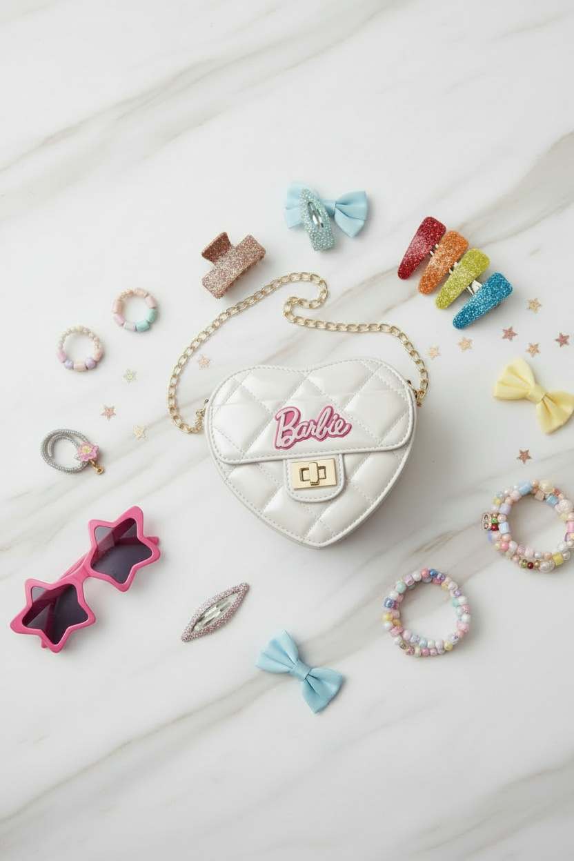 White bag - flat lay with accessories