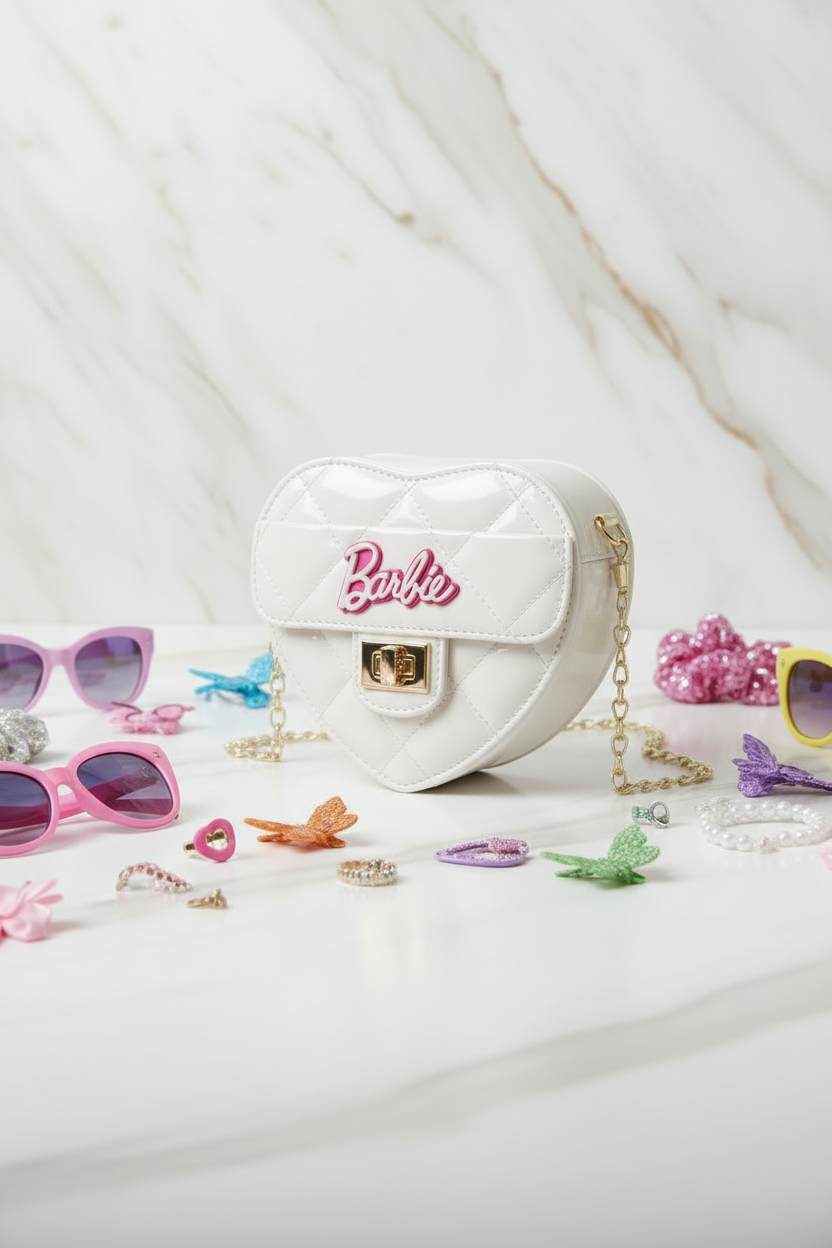 White bag - side angle with accessories