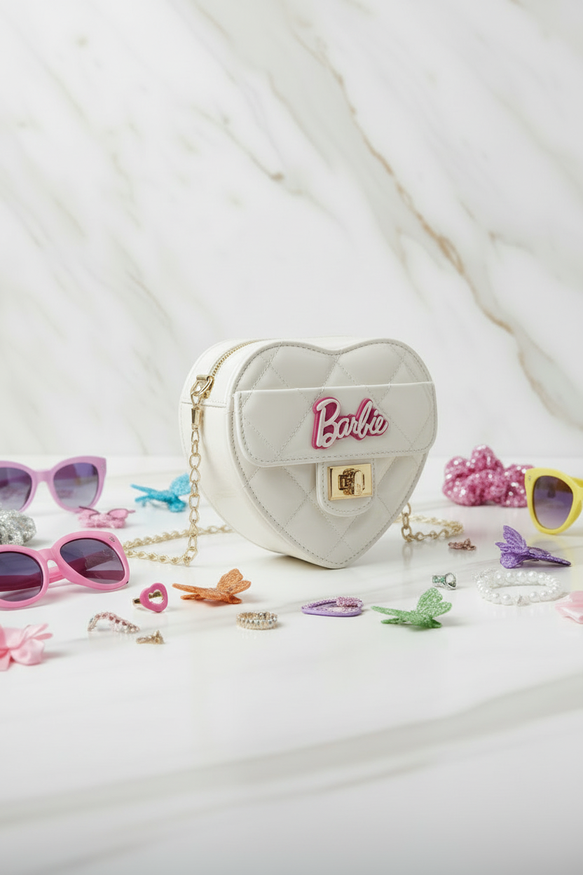 White bag - side angle with accessories