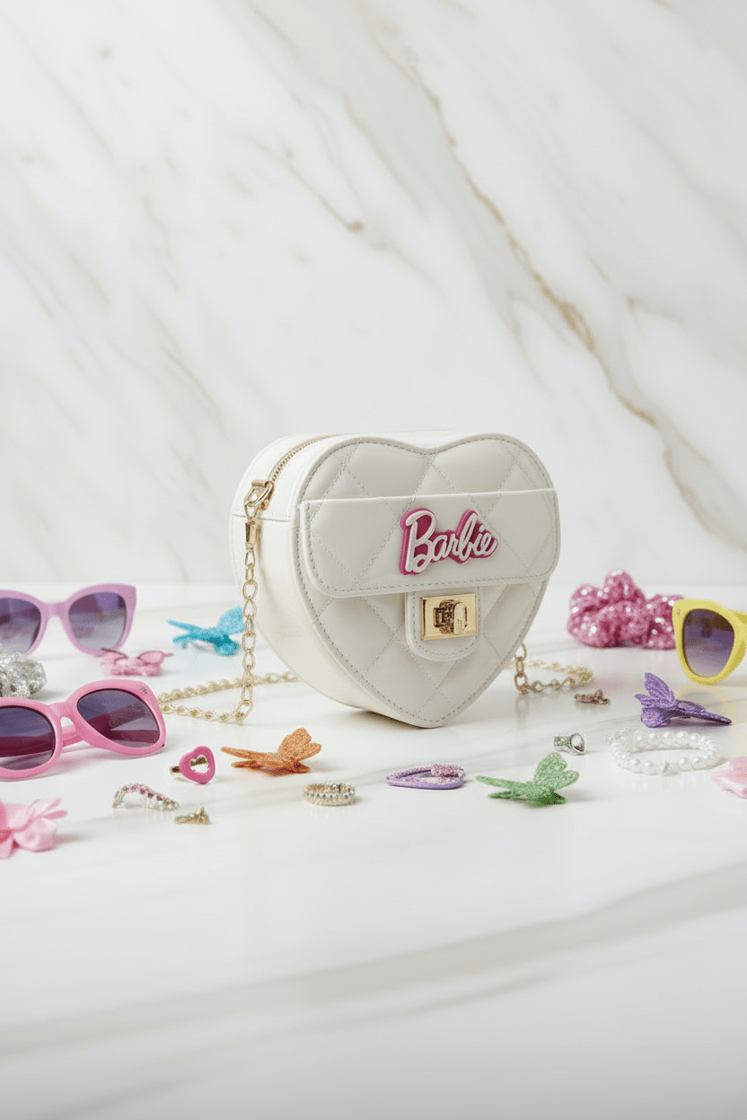 White bag - side angle with accessories