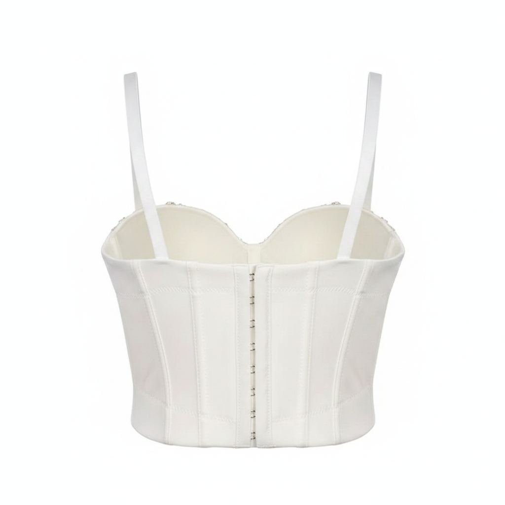 White Corset Top - Back View Ghost Mannequin