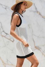 White crochet cover-up side view
