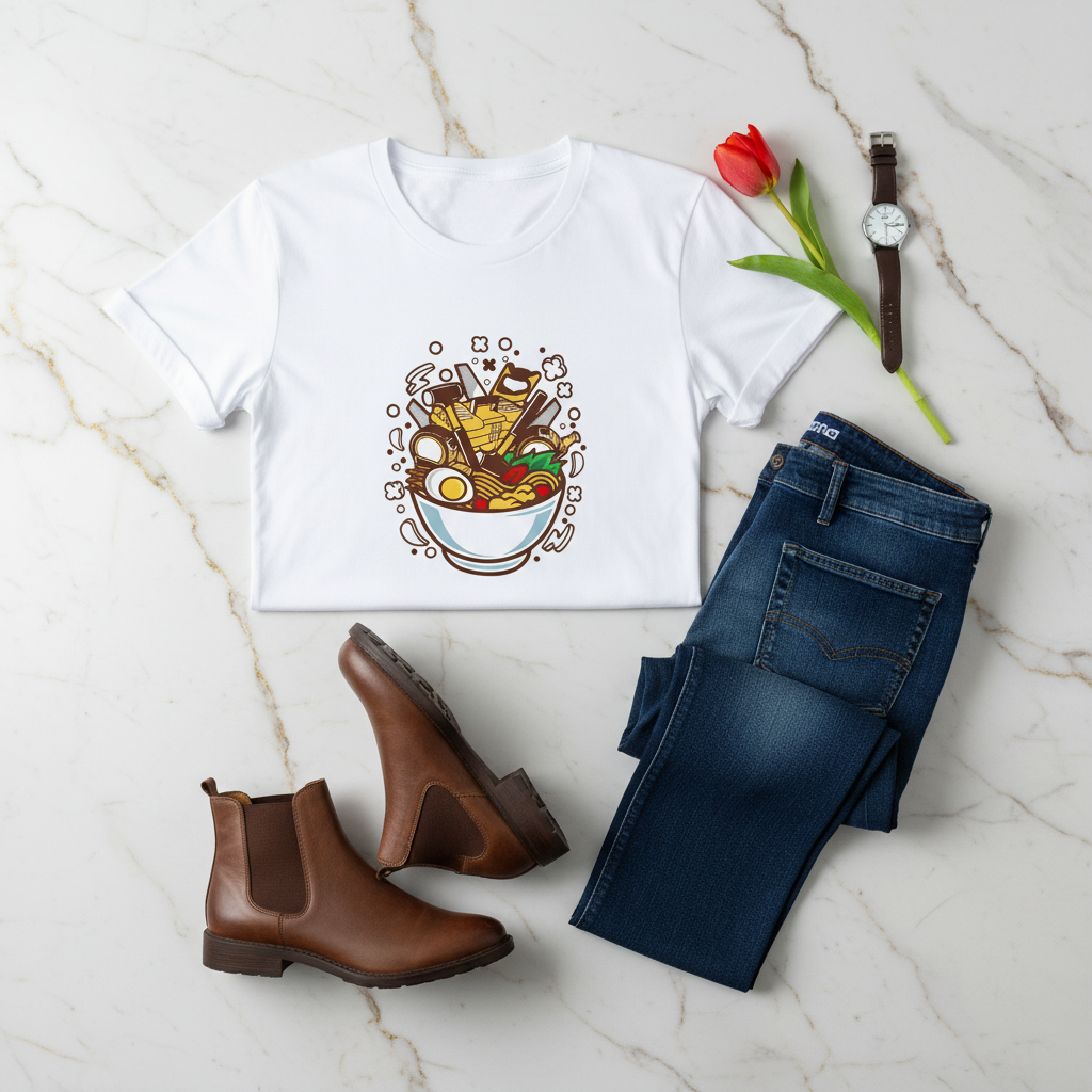 White Dark Jeans with Tulip