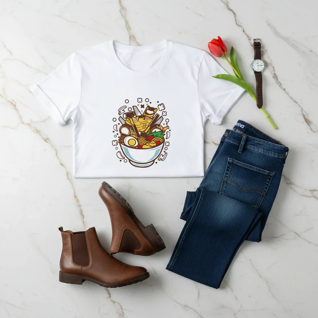 White Dark Jeans with Tulip