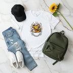 White Distressed Jeans with Sunflower