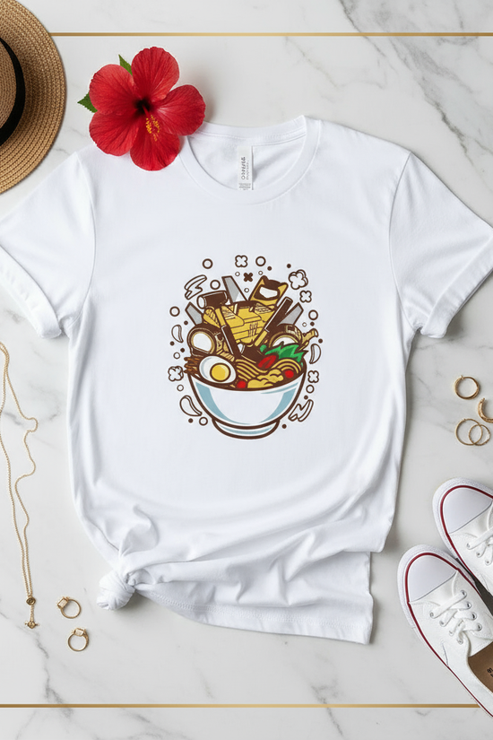 White Flat-lay with Hibiscus