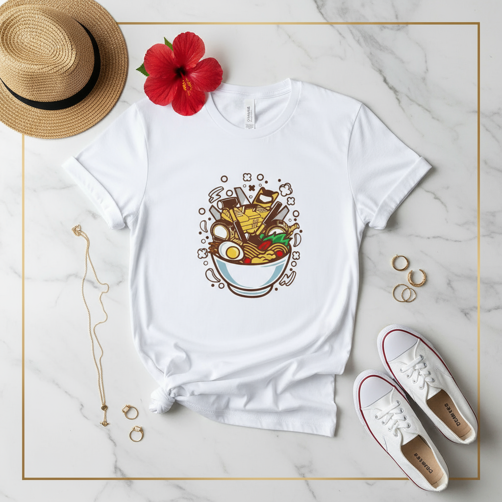 White Flat-lay with Hibiscus