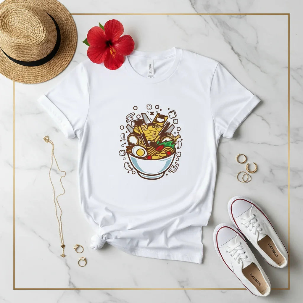 White Flat-lay with Hibiscus