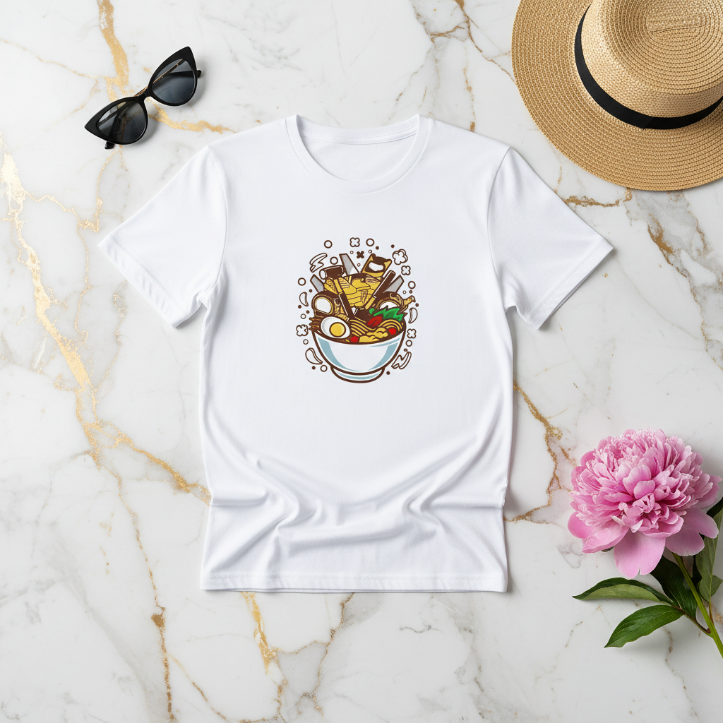 White Flat-lay with Peony