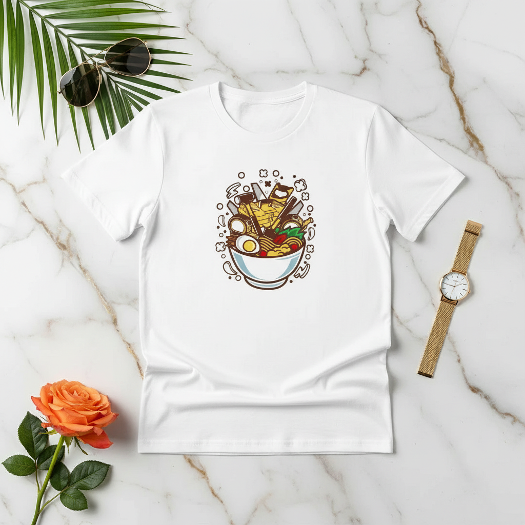 White Flat-lay with Rose