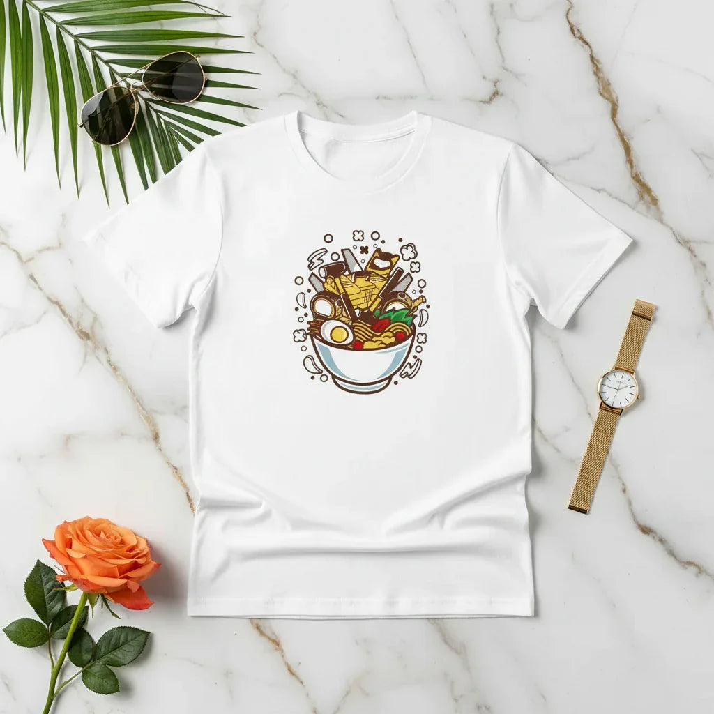 White Flat-lay with Rose