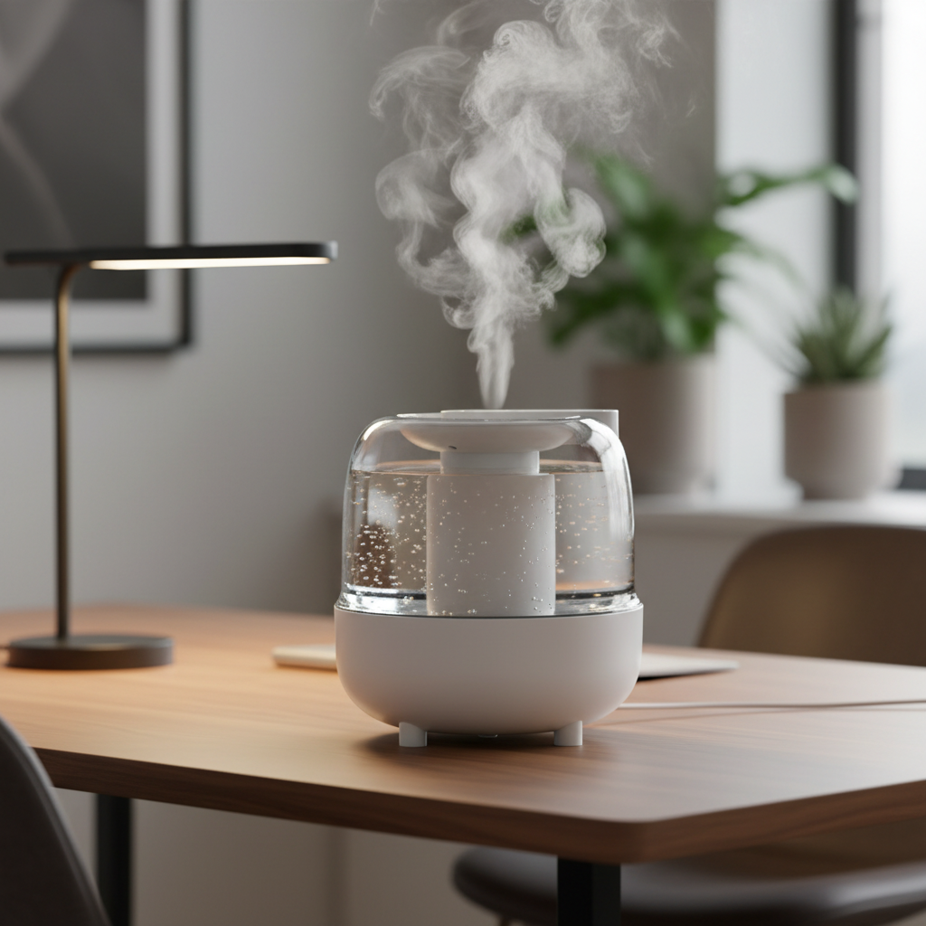 White Humidifier Close-Up - Office
