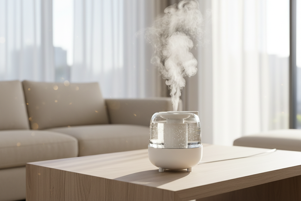 White Humidifier Close-Up - Scandinavian