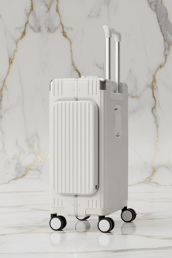 White luggage side view