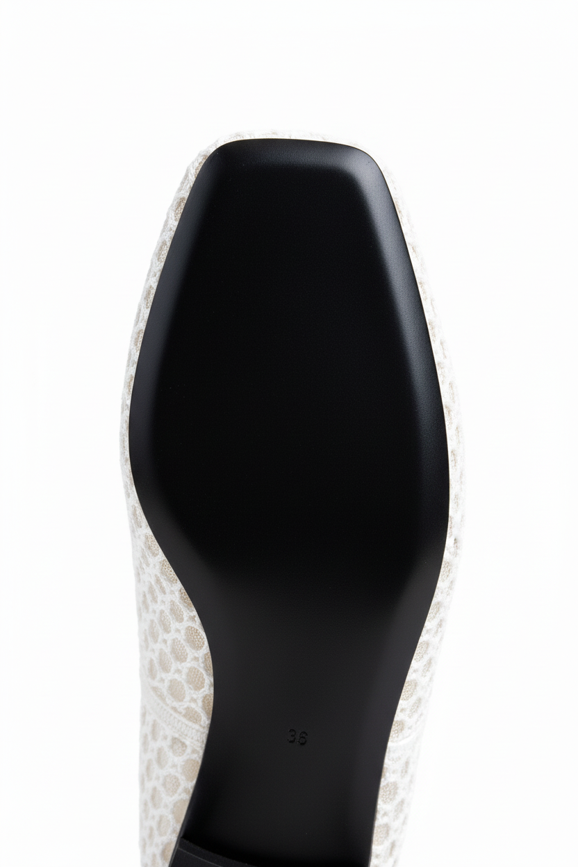 White Sandal Black Sole Close-up