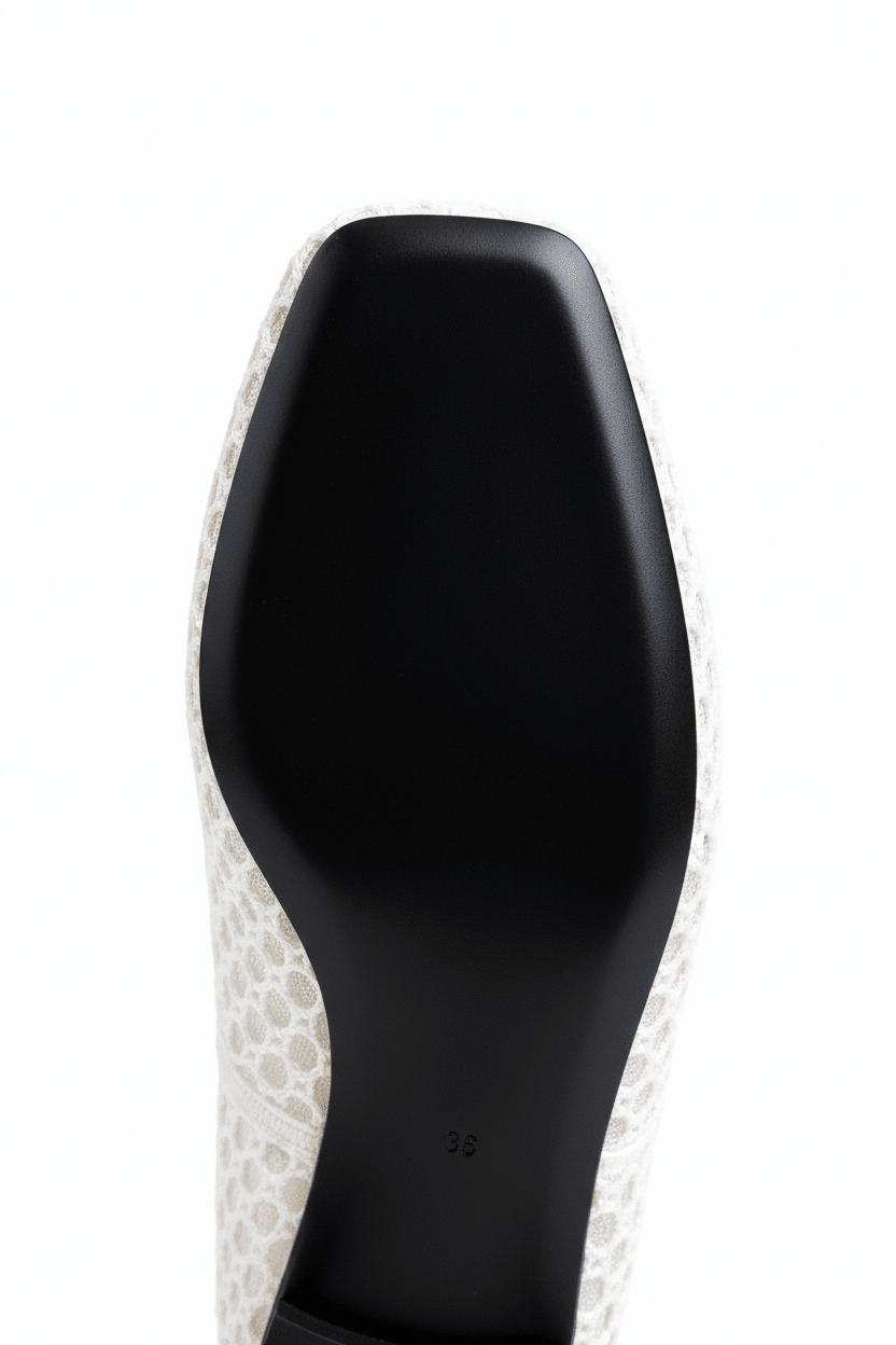 White Sandal Black Sole Close-up