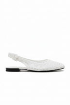Niche Handmade Woven Fishnet Toe White Sandals