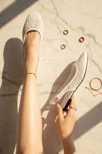 White Sandal Lifestyle Pose 2
