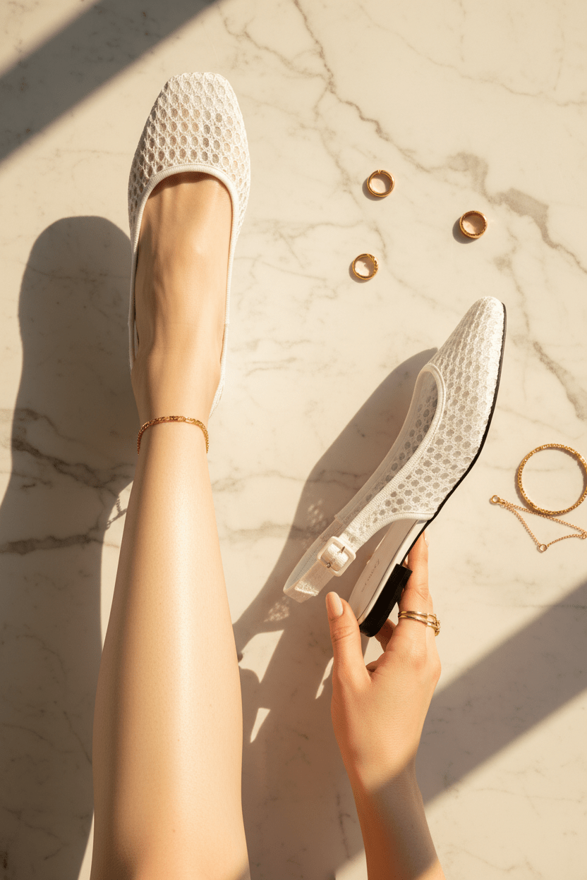 White Sandal Lifestyle Pose 2