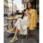 Woman at European café terrace