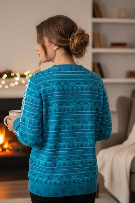 Woman - Back view cozy home interior