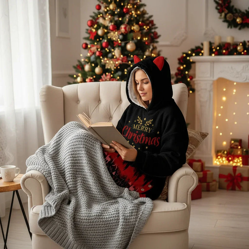 Woman cozy in armchair with book