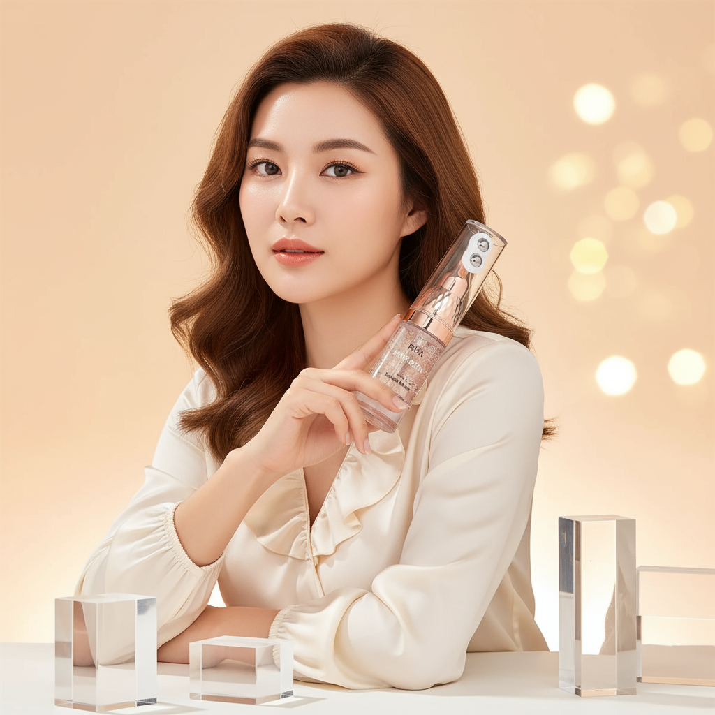 Woman holding eye cream