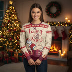 Woman in Christmas sweatshirt - Living room