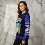 Woman in side profile wearing sweater