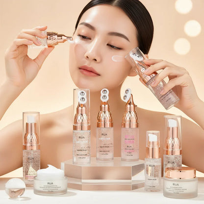 Woman performing complete skincare routine