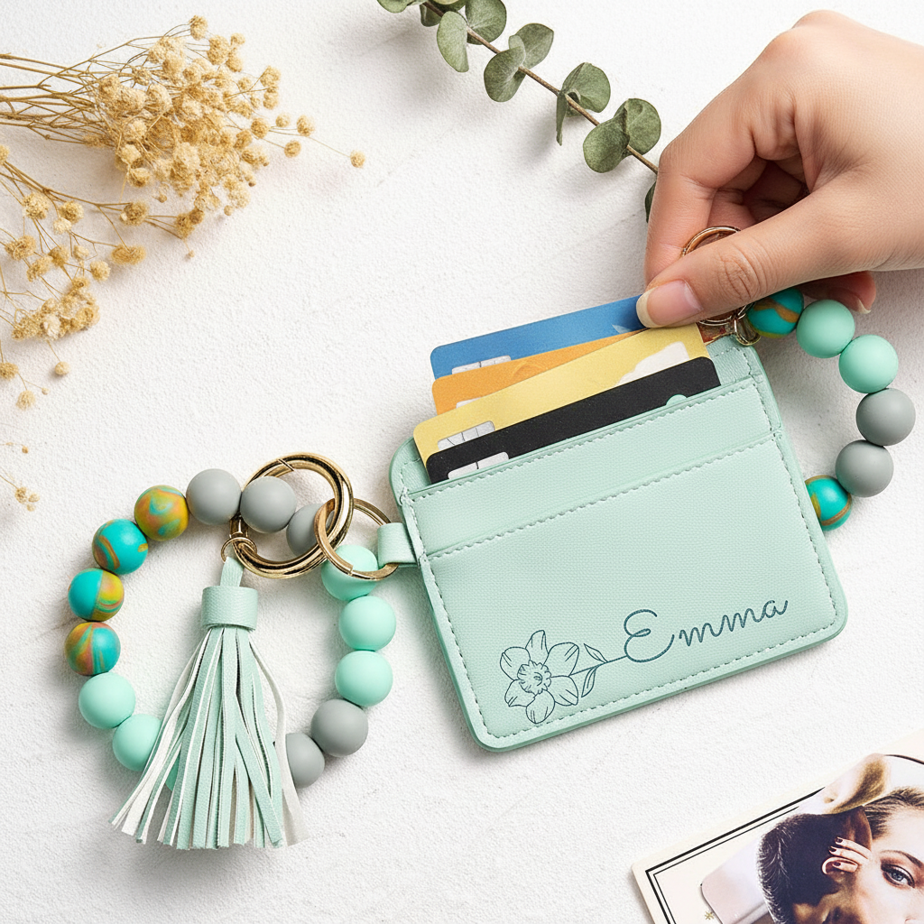 Woman placing cards in wallet