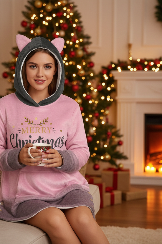 Woman relaxing in festive home interior