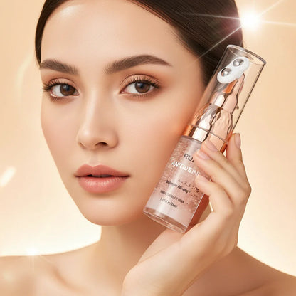 Woman showcasing eye cream near face
