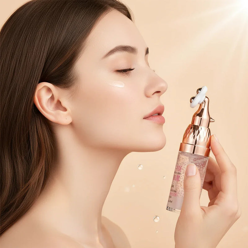 Woman using applicator side profile