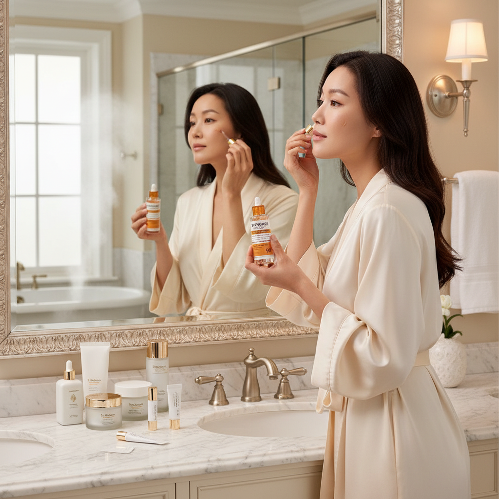 Woman Using Dr.Melaxin Serum