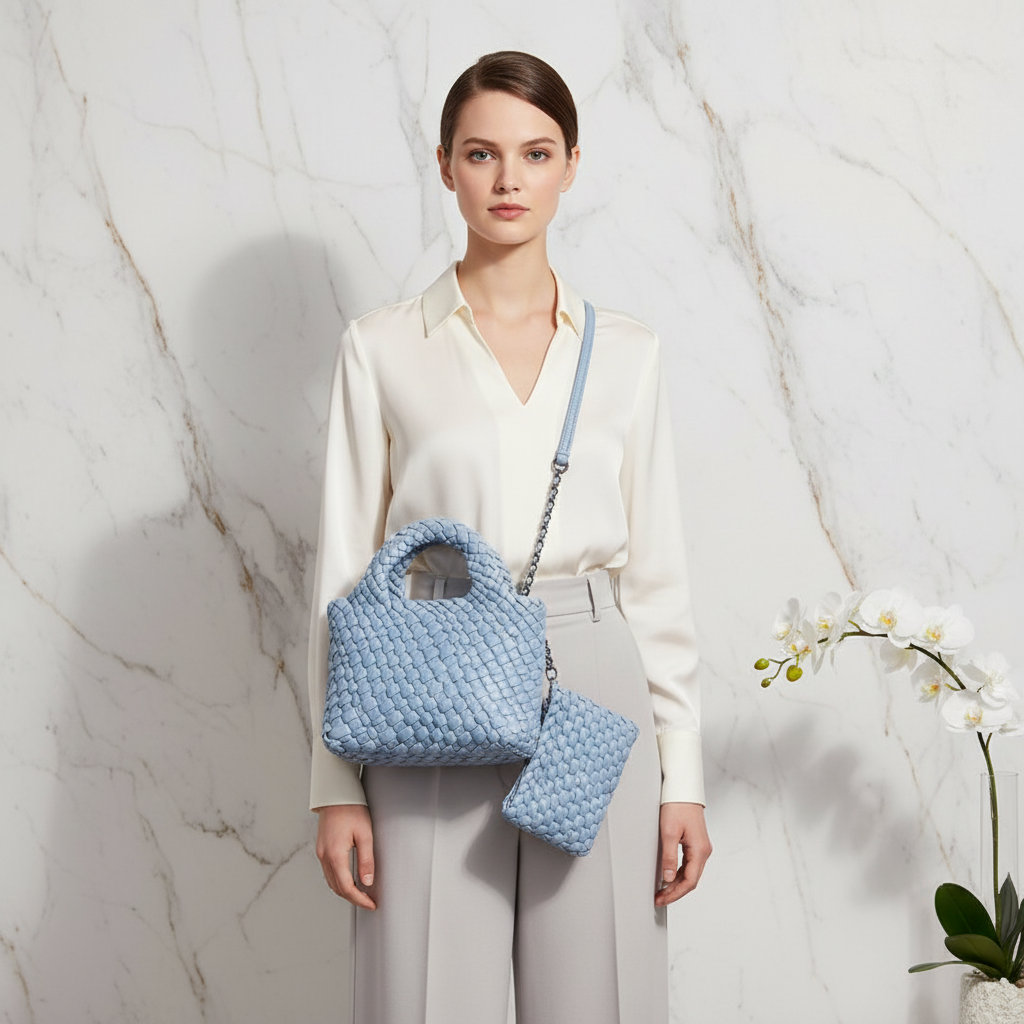 Woman Wearing Bag - Front View