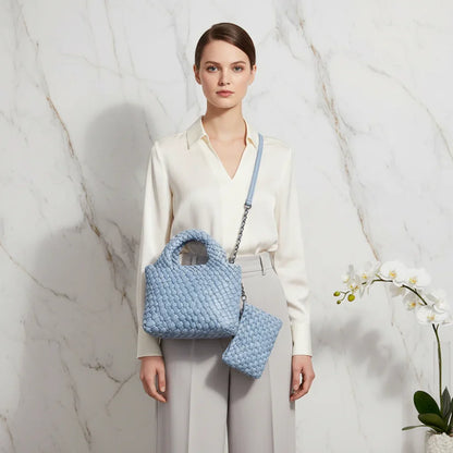 Woman Wearing Bag - Front View