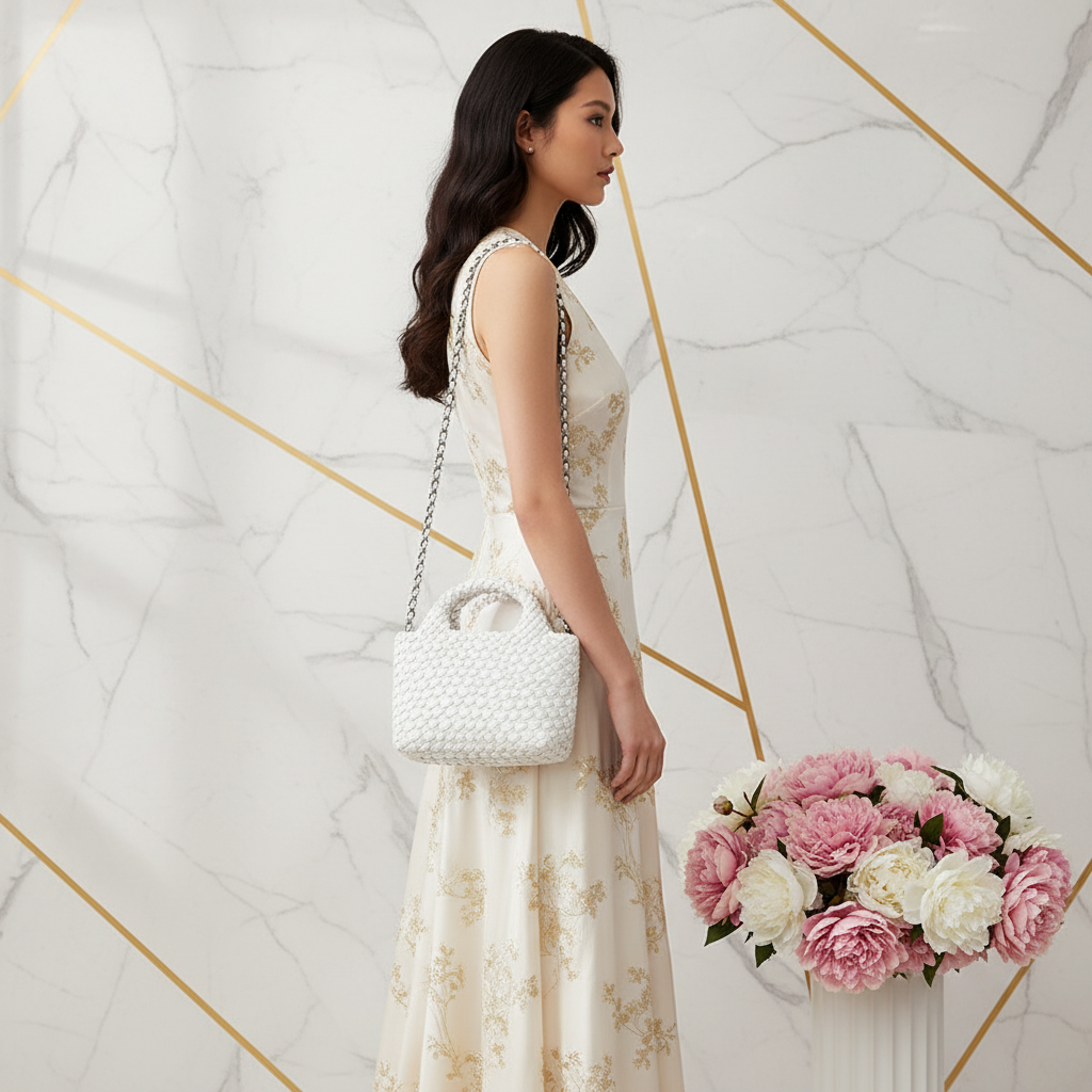 Woman Wearing Bag - Side View