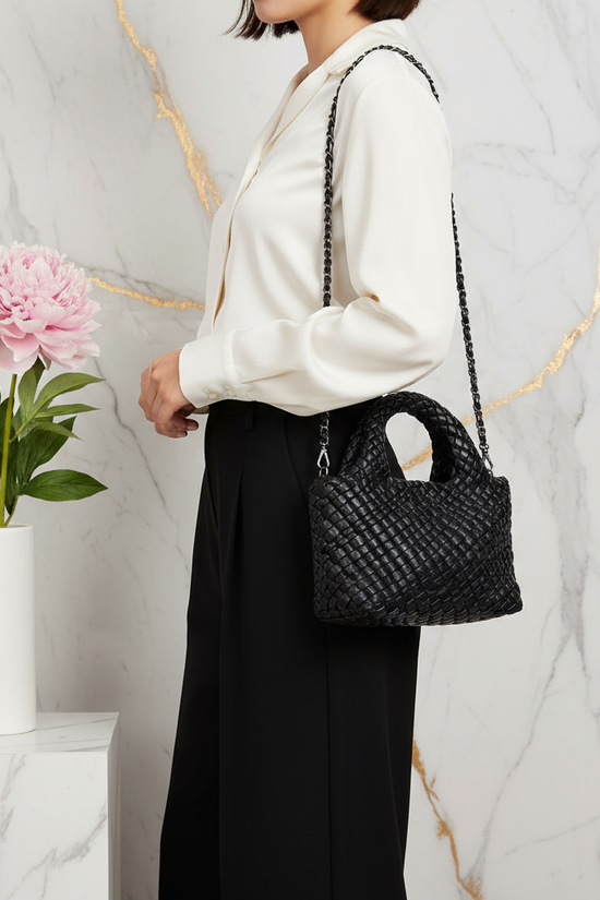 Woman Wearing Bag - Side View