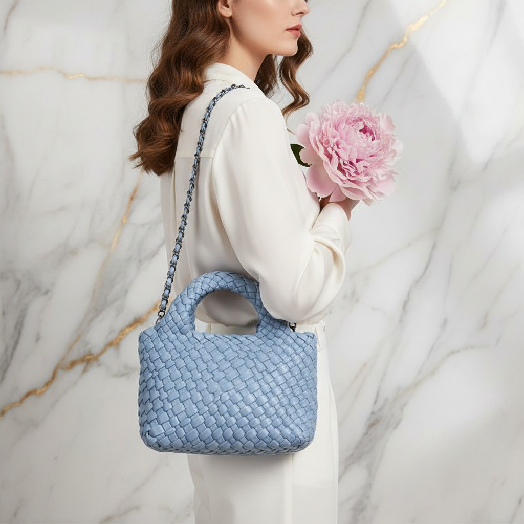 Woman Wearing Bag - Side View