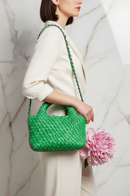 Woman Wearing Bag - Side View