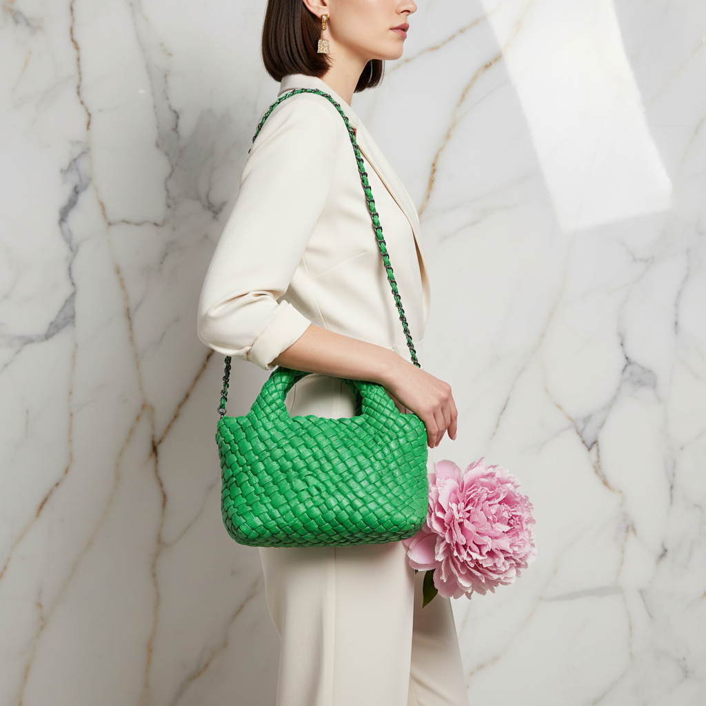 Woman Wearing Bag - Side View