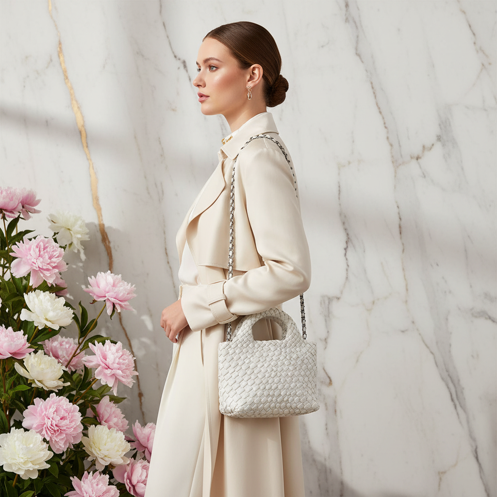 Woman Wearing Bag - Side View