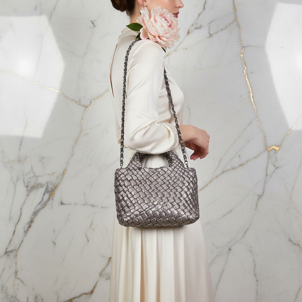 Woman Wearing Bag - Side View