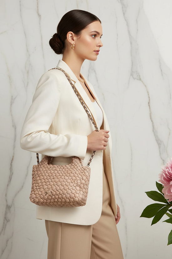 Woman Wearing Bag - Side View